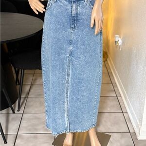 Casual Blue Denim Long Skirt